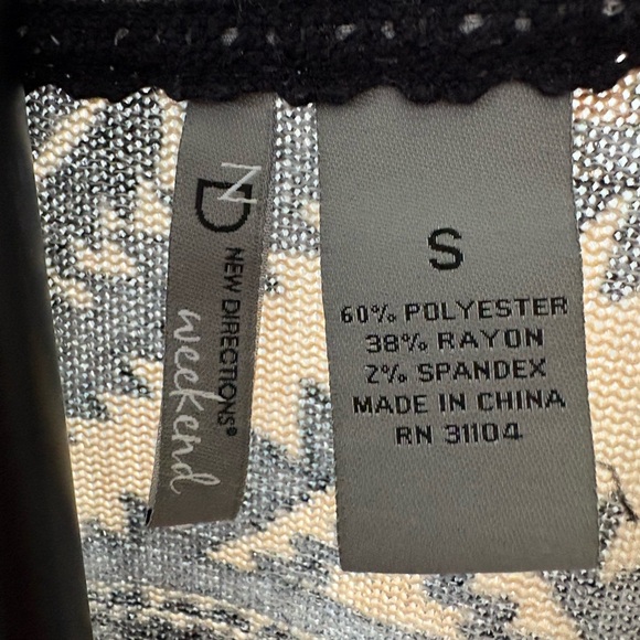 New Directions Aztec Long Sleeve Top - Black, Pink, Tan - Picture 2 of 2